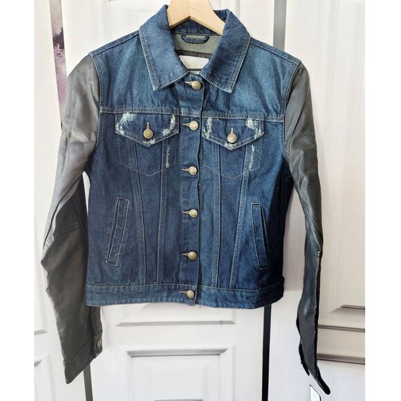Laundry by Shelli Segal Faux Leather Denim Jacket - New Small - Picture 2 of 7